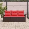 vidaXL Sofa Set mit Kissen 3 pcs Braun und Rot Poly-Rattan 3345224 Bild 3