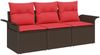 vidaXL Sofa Set mit Kissen 3 pcs Braun und Rot Poly-Rattan 3345224 Bild 2