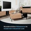KHG Sideboard mit 2 Schubladen 12 Fächern & 5 Drehtüren modern, aus Holzwerkstoff Holzoptik lackiert, Gestell & Akzente in schwarz - 180 x 90 x 42 cm (B/H/T) Bild 3