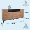 KHG Sideboard mit 2 Schubladen 12 Fächern & 5 Drehtüren modern, aus Holzwerkstoff Holzoptik lackiert, Gestell & Akzente in schwarz - 180 x 90 x 42 cm (B/H/T) Bild 5