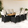 vidaXL 9-tlg. Garten-Essgruppe mit Kissen Schwarz Poly Rattan 3276689 Bild 1
