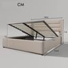 Merax Hydraulisches Polsterbett 140x200 Stauraumbett Doppelbett aus Leinen mit Metallrahmen & Lattenrost Beige Bild 2