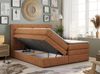 Boxspringbett mit LED Kopfteil und Topper - GOLD-5-KING - 180x200cm - Orange Stoff - H4 Bild 2
