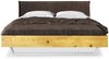 Möbel-Eins CURBY Kufenbett mit Polster-Kopfteil, Material Massivholz, rustikale Altholzoptik, Fichte, Kufen Weiß natur 90x220 cm Stoff Braun Bild 3
