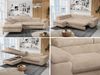 Ecksofa mit Bettfunktion, Modern Sofa, L-form, Einstellbare Kopfstützen, Bettkasten - PETER - Beige Plüsch - Topper T25 - links Bild 2