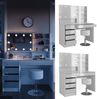 Vicco 'Sherry' Schminktisch mit LED-Lichterkette und Hocker, Holzspanplatte weiß, hochglanz, 120 x 55 x 75 cm Bild 2
