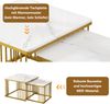 Couchtisch-Set, MDF mit Hochglanz-Marmoroptik, 60x60x45 cm & 45x45x40 cm, weiß Bild 4