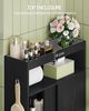 Badezimmerschrank, Nischenschrank, Platzsparende Badschrank mit Toilettenpapierhalter und Haken, Schiebetür, Verstellbares Regal, für Das Badezimmer, 20 x 60 x 80 cm, Schwarz Bild 5
