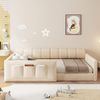 Polsterbett 90x200 Kinder-Schlafsofa mit Staufächern, Samt-Kinderbett mit dickem Kopfteil, multifunktionales Tagesbett für Schlafzimmer, Wohnzimmer, Arbeitszimmer & Gästezimmer Bild 2