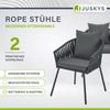 Juskys Rope Stühle 2er Set - Gartenstühle mit Seilgeflecht & Polster - wetterfester & bis 160 kg belastbar - Stahl mit Pulverbeschichtung - Dunkelgrau Bild 2