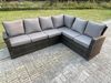 Fimous 9-Sitzer Hoher Rücken höhenverstellbarer Tisch Ecksofa Set Gartenmöbel Fußhockern Dunkelgrau Gemischt Bild 4