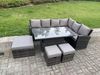 Fimous 9-Sitzer Hoher Rücken höhenverstellbarer Tisch Ecksofa Set Gartenmöbel Fußhockern Dunkelgrau Gemischt Bild 2