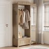 Merax Garderobenschrank mit Spiegel und Offener Kleiderständer, 115,5×38,5×194,5cm (1-St) Kompaktgarderobe mit Schublade & 2 Türen für Schlafzimmer und Flur Bild 2