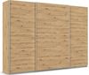 rauch Quadra, Kleiderschrank, Schiebetürenschrank, 3-türig, mit 4 Kleiderstangen und 8 Einlegeböden, Farbe Eiche Artisan, BxHxT 315x229x62cm Bild 3