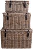 House Nordic Aufbewahrungskoffer, Kubu-Rattan, Ledergriff, grau, 3er-Set Bild 3