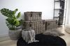 House Nordic Aufbewahrungskoffer, Kubu-Rattan, Ledergriff, grau, 3er-Set Bild 5