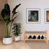 AD. CON Bambus Schuhregal, Schuhregal aus Bambus mit Sitzbank, Schuhbank mit Sitzkissen, Sitzbank 90x33x55 cm Grau Bild 5