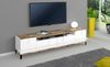Dmora TV-Schrank Abina, niedriges Wohnzimmer-Sideboard mit 2 Türen, Fernsehständer-Basis, 100 % Made in Italy, 200 x 40 x 47 cm, glänzendes Weiß und Ahorn, Bild 2