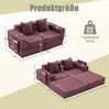 Sofa aus Cord mit 2 Kissen & Seitentaschen, 162x78x66 cm, Weinrot Bild 5