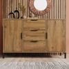 Türkommode mit 3 Schubladen in dunkler Eiche, Sideboard Industrial Design, Aufbewahrungsschrank mit höhenverstellbarem Fachboden Bild 5