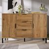 Türkommode mit 3 Schubladen in dunkler Eiche, Sideboard Industrial Design, Aufbewahrungsschrank mit höhenverstellbarem Fachboden Bild 2