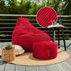 Green Bean® Sitzsack mit Hocker aus Cord - Sitzsäcke für das Wohnzimmer, Schlafzimmer, Sitzsack-Sessel für Erwachsene Rot Bild 2