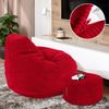 Green Bean® Sitzsack mit Hocker aus Cord - Sitzsäcke für das Wohnzimmer, Schlafzimmer, Sitzsack-Sessel für Erwachsene Rot Bild 3