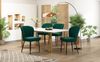 Esstischgruppe H 75 x T 80 x B 140 cm mit weißem MDF-Tisch und 4 Samtstühlen in Grün Bild 4