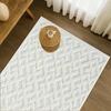 Teppich Wohnzimmer Hochflor - 80x150cm - Einfarbig - Pastell Creme - Boho - Modern Geo Muster- Skandinavisch Flauschig Weich - Schlafzimmer Bild 2