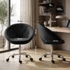 Arbeitshocker TURKU - 65 x 57 x 85 cm, Samt, Schwarz | Arbeitsstuhl Drehhocker Rollhocker Bürohocker Bild 2