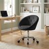 Arbeitshocker TURKU - 65 x 57 x 85 cm, Samt, Schwarz | Arbeitsstuhl Drehhocker Rollhocker Bürohocker Bild 3