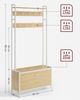 Vasagle Garderobenständer mit Schuhschrank, Garderobe mit Sitzbank, Kleiderständer, Schuhkipper, 9 Haken, obere Ablage, für Flur, Schlafzimmer, modernes Design, eichenfarben-weiß von Songmics RSH405W09 Bild 4