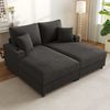 Doppelschlafsofa mit Schlaffunktion, gepolsterter Liegefläche, Handyhalterung, USB-Anschluss und Getränkehalter, Grau Bild 3