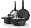 Scheffler Topf-Set Induktions Töpfe Set Schwarze Antihaftbeschichtung mit Glasdeckel, Aluminium (Set, 4-tlg, Ø24 4,4L/Ø28 6,5L Töpfe,24 5,8cm/28 6,8cm Pfanne), Induktionsgeeignet Bild 1