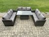 Fimous Patio Garten Dining Set Outdoor Rattan Möbel Lounge Sofa Höhe Einstellbare Steigende Hebetisch Dunkelgrau Gemischt Bild 2