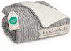 Blumtal Wohndecke, Oeko-TEX zertifiziert, waschbar, weiche Sherpa-Innenseite, Grau/Weiß, 130x150 cm Bild 5