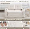 LVHOM 2-Sitzer Sofa aus Cordstoff – Montagefrei, Multifunktionales Schlafsofa mit Getränkehaltern und Seitentaschen, klappbares Gästebett, Beige Bild 3