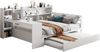 SeedWave Holzbett Vielseitiges Bett Funktionbett mit 2 Liegeflächen 90×200cm/140×200cm (2 Bettseiten), Arbeitstisch mit Steckdose, Bücherregale, ausziehbar Unterbett Bild 5