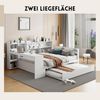 SeedWave Holzbett Vielseitiges Bett Funktionbett mit 2 Liegeflächen 90×200cm/140×200cm (2 Bettseiten), Arbeitstisch mit Steckdose, Bücherregale, ausziehbar Unterbett Bild 2