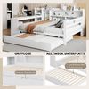 SeedWave Holzbett Vielseitiges Bett Funktionbett mit 2 Liegeflächen 90×200cm/140×200cm (2 Bettseiten), Arbeitstisch mit Steckdose, Bücherregale, ausziehbar Unterbett Bild 3