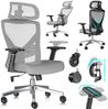 KESSER® Bürostuhl mit verstellbaren Armlehnen | Drehstuhl mit Lendenwirbelstütze Rückenschonend | Schreibtischstuhl ergonomisch mit Kopfstütze | Office Chair Wippfunktion bis 125° mit 5x Gummirollen Schwarz / Silber Bild 5