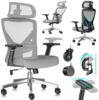 KESSER® Bürostuhl mit verstellbaren Armlehnen | Drehstuhl mit Lendenwirbelstütze Rückenschonend | Schreibtischstuhl ergonomisch mit Kopfstütze | Office Chair Wippfunktion bis 125° mit 5x Gummirollen Schwarz / Silber Bild 4