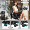 KESSER® Bürostuhl mit verstellbaren Armlehnen | Drehstuhl mit Lendenwirbelstütze Rückenschonend | Schreibtischstuhl ergonomisch mit Kopfstütze | Office Chair Wippfunktion bis 125° mit 5x Gummirollen Schwarz / Silber Bild 3