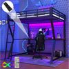 TavilaEcon Hochbett Kinderbett Jugendbett mit Ambientelicht, Computerkonsolenablage (Ohne Matratze) & Schreibtisch, USB-Steckdose, Treppe, 90x200 cm Bild 5