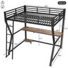 TavilaEcon Hochbett Kinderbett Jugendbett mit Ambientelicht, Computerkonsolenablage (Ohne Matratze) & Schreibtisch, USB-Steckdose, Treppe, 90x200 cm Bild 3