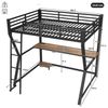 TavilaEcon Hochbett Kinderbett Jugendbett mit Ambientelicht, Computerkonsolenablage (Ohne Matratze) & Schreibtisch, USB-Steckdose, Treppe, 90x200 cm Bild 4