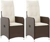 vidaXL Gartensessel mit Kissen 2 Stk. Verstellbar Braun Poly Rattan 365686 Bild 2