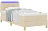 vidaXL LED Boxspringbett mit Kissen Creme 100 x 200 cm Stoff 3342497 Bild 3