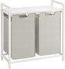 Vasagle Laundry Basket Wäschekorb mit 2 Fächern ausziehbare und herausnehmbare Wäschesäcke Wäschesortierer Ablage Metallrahmen 2 X Bild 1