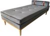 Daybed Grau 180 x 75 cm aus Samt mit Beinen aus Heveaholz Bild 5